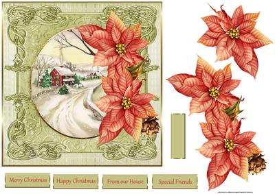 Village Road 7x7 Card with Decoupage
