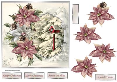 Birds in Winter 7x7 Card with Decoupage and Sentiment Tags