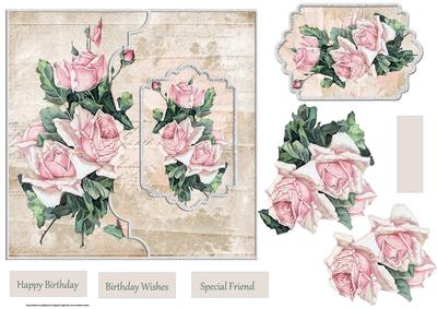 Vintage Rose 7x7 Card with Decoupage