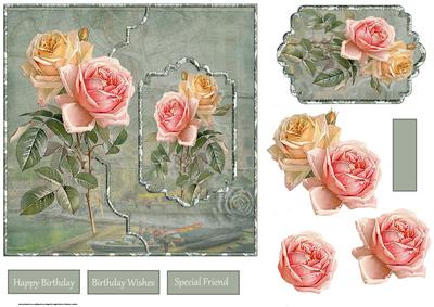 Rose 7x7 Card with Decoupage