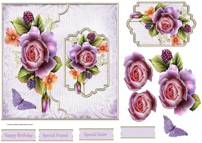 English Roses 7x7 Card with Decoupage