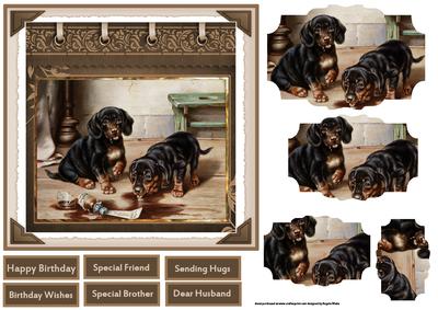Naughty Puppies 6x6 Card with Pyramid Layers