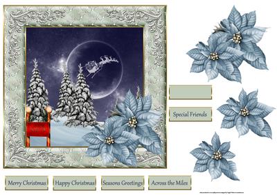 Santa's Sleigh Flying Pass the Moon