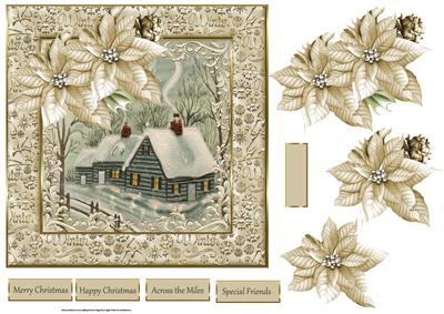 Farmhouse at Christmas 7x7 Card with Decoupage