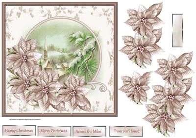 Pine Trees and Church 7x7 Card with Decoupage