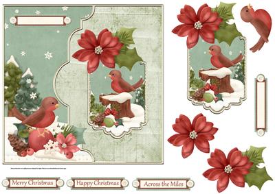 Robin in Snow Card with Decoupage