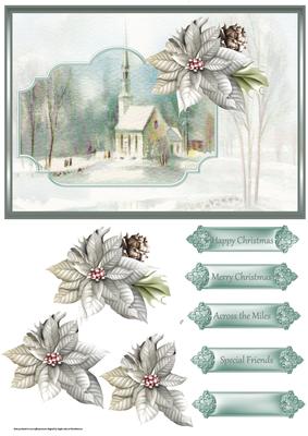 Village Church Card with Decoupage