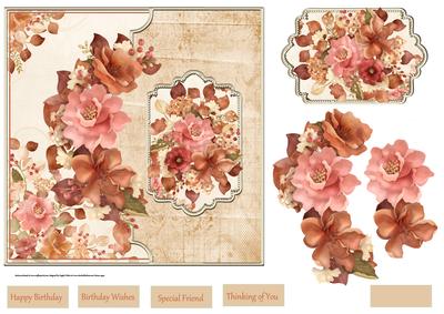 Autumn Flowers 7x7 Card with Decoupage