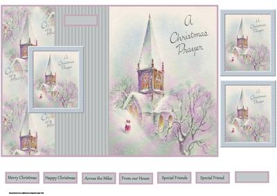 Church at Christmas Fold Back Card with Toppers