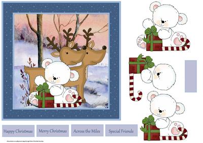 Baby Polar Bear and Reindeer 7x7 Card