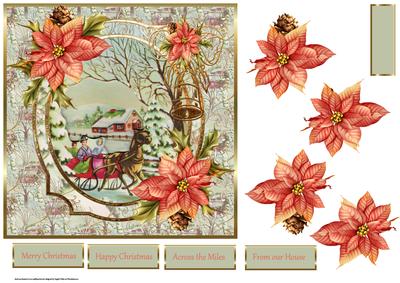 Poinsettias and Bells 7x7 Card