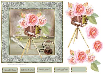 Smile for the Camera 7x7 Card with Decoupage