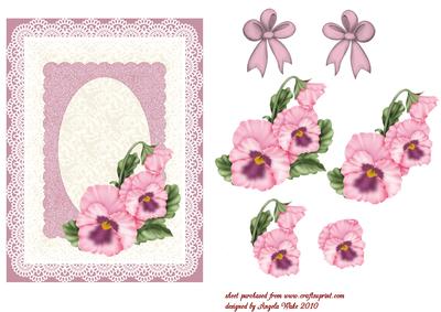 Pink Pansies with Lace