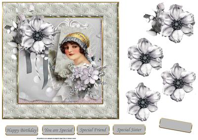 Vintage Lady 7x7 Card and Decoupage