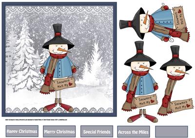 Snowmen Melt My Heart 7x7 Card with Decoupage