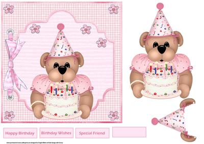 Birthday Bear 7x7 Card and Decoupage