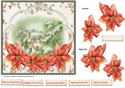 Going to Church at Christmas 7x7 Card with Decoupage
