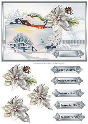 Vintage Cottage in the Snow Card and Decoupage