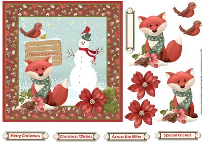 Little Red Fox with Friends 7x7 Card