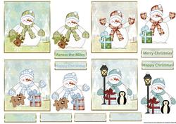 Snowman Collection of Small Card Fronts with Toppers