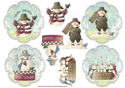 Scallop Snowmen Card Fronts with Toppers