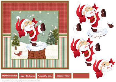 Whoops Santa Has Slipped 7x7 Card with Decoupage