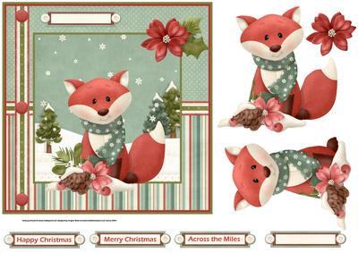 The Red Fox at Christmas 7x7 Card with Decoupage