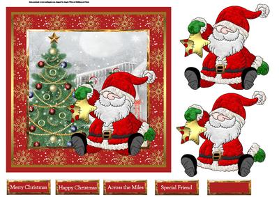 Santa with His Gold Star 7x7 Card