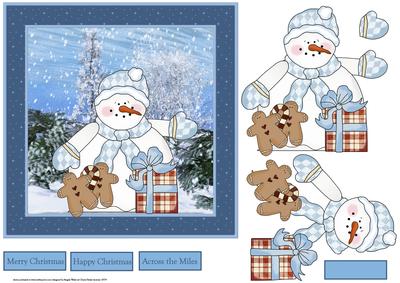 Snowman with the Gingerbread Men 7x7 Card