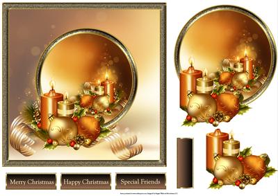 Christmas Candles 7x7 Card with Decoupage