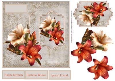 Fall Lilies 7x7 Card with Decoupage