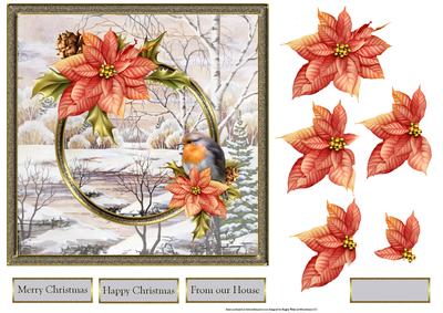 Winter Wonderland 7x7 Card with Decoupage and Sentiment Tags