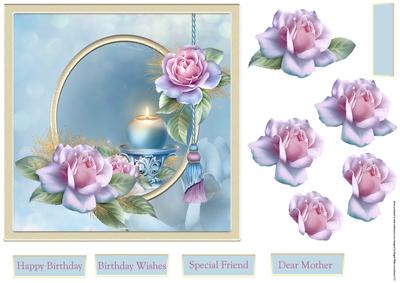Candle and Rose 7x7 Card and Decoupage