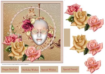 Masks of Mystery 7x 7 Card with Decoupage