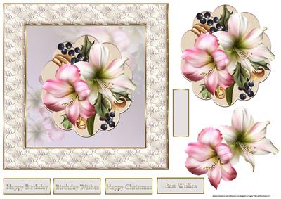 Festive Amaryllis 7x7 Card with Decoupage