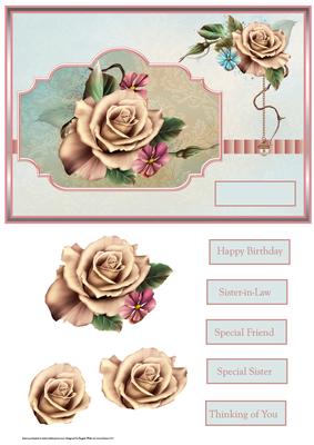 Peach Rose Card with Decoupage