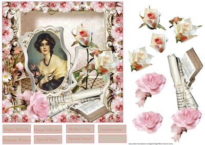 Reflections and Rose 7x7 Card with Decoupage
