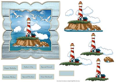 The Lighthouse 6x6 Card with Decoupage