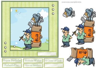 A Game of Golf 7x7 Card with Decoupage