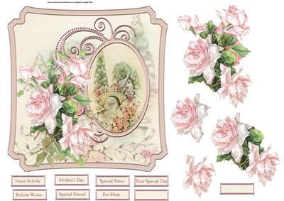 Summer Roses 7x7 Card with Decoupage