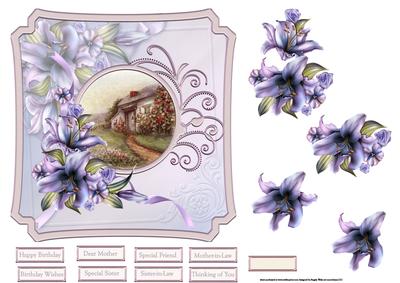 Winter Lilies 7x7 Card with Decoupage