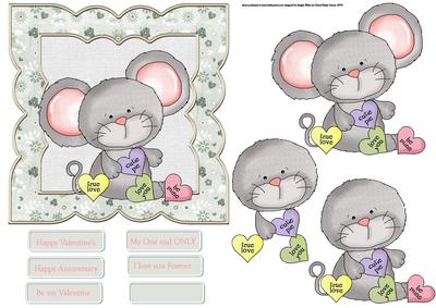 Mouse Love 6x6 Card with Decoupage
