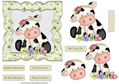Cute Daisy Cow 6x6 Card with Decoupage