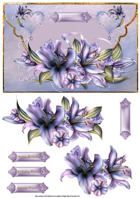 Winter Lilies Mock Envelope Card and Decoupage
