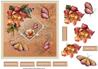 Autumn Rose 7x7 Card with Decoupage