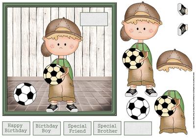 Football Practice 7x7 Card with Decoupage