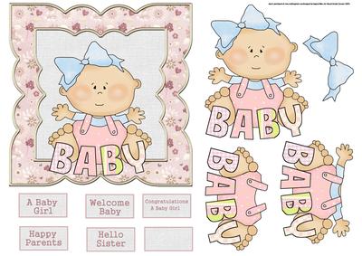 Baby Girl 6x6 Card with Decoupage