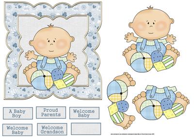 A Baby Boy 6x6 Card with Decoupage