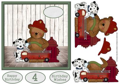 Firefighter Crew 7x7 Card with Decoupage