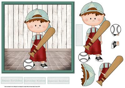Base Ball 7x7 Card with Decoupage